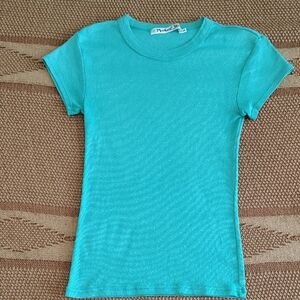 Michael Stars Shine Turquoise Short Sleeve Tee
